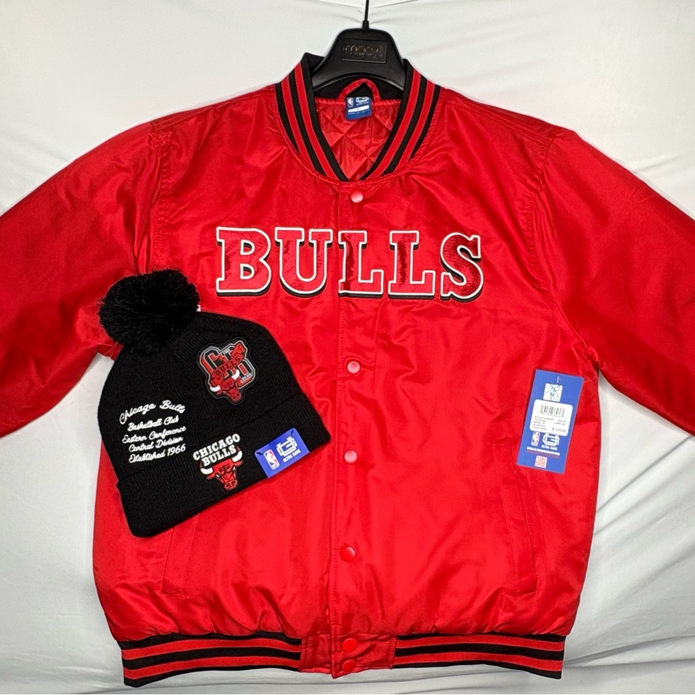 NBA Bulls Red Kids Puffer Jacket